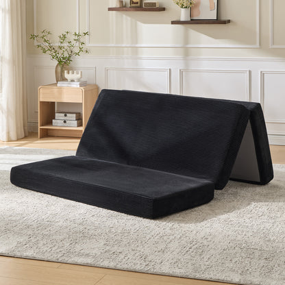 Fold 6-Inch Tri-Fold Folding Mattress-Queen-Black