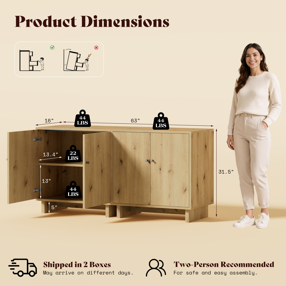 MKG002 Modular Storage Cabinet-2pc-F-oak