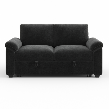 Sleeper Sectional Sofa with Pull Out Bed & Storage-56" | 2-Seater-Black