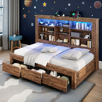 Beam Bed Frame Amerlife Twin / Rustic Dark Oak