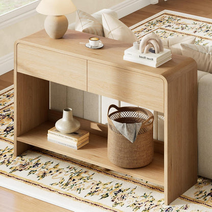 Curvia Wooden Console Table Amerlife Flat Panel / 45" / Natural Oak
