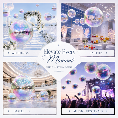 Vibe Reusable Inflatable Mirror Balls for Disco Parties & Events-4PCS-19.7"+31.5"+47.2"+59.1"-Iridescent