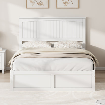 Solid Wood Platform Bed Frame-Full-Coastal White