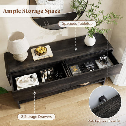 Curvia Wooden Console Table Amerlife Flat Panel / 55" / Black