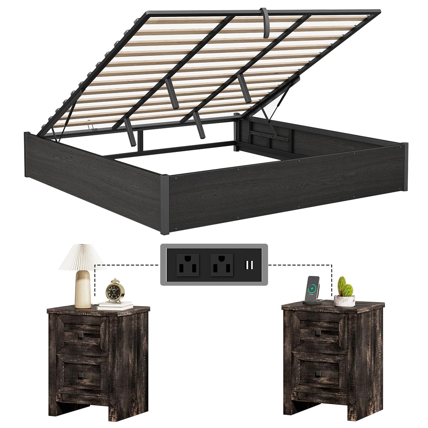Cody Bedroom Storage Bed Set King Black