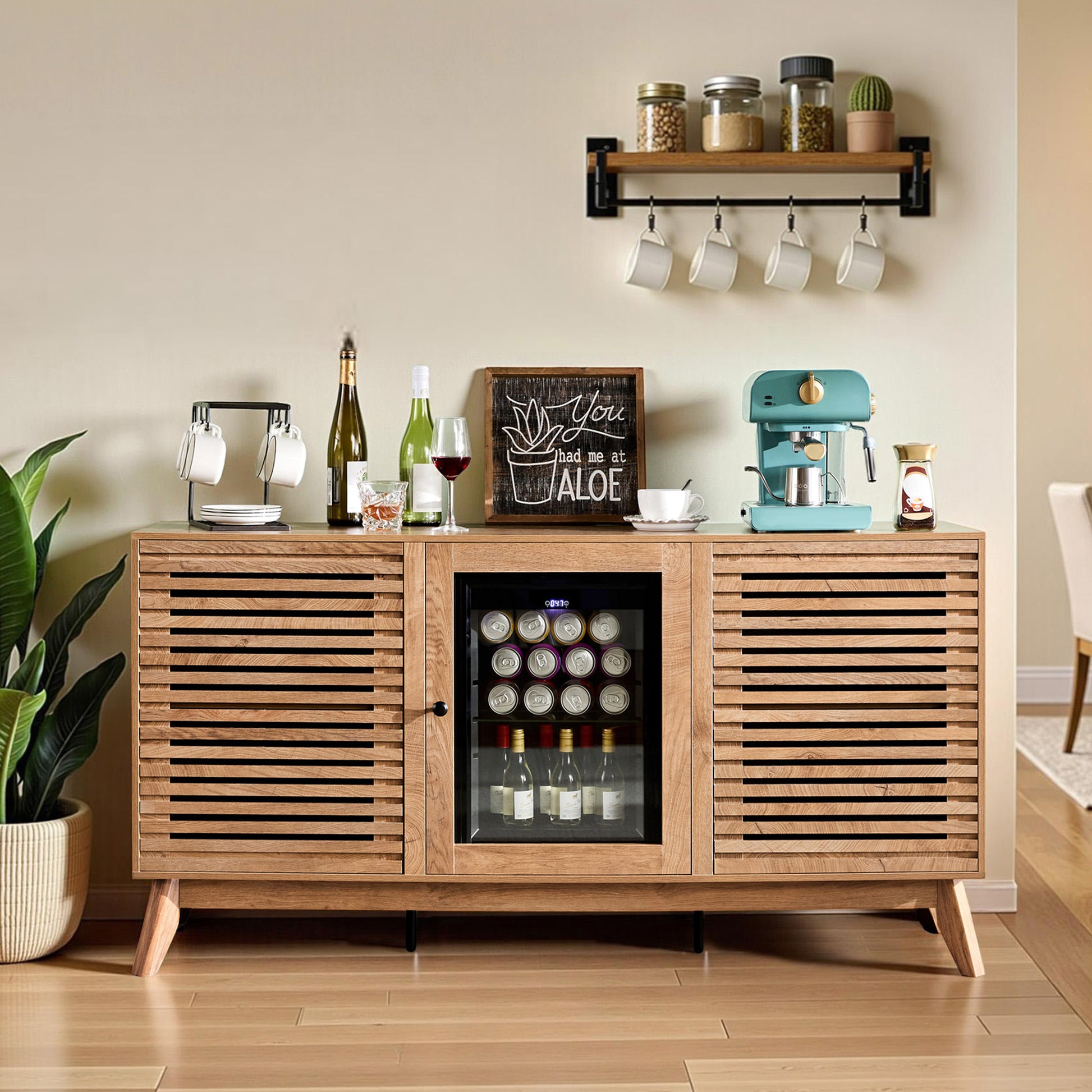 Grill Coffee Bar Cabinet - Brown