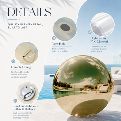 Vibe Reusable Inflatable Mirror Balls for Disco Parties & Events-3PCS-15.7"+23.6"+31.5"-Gold