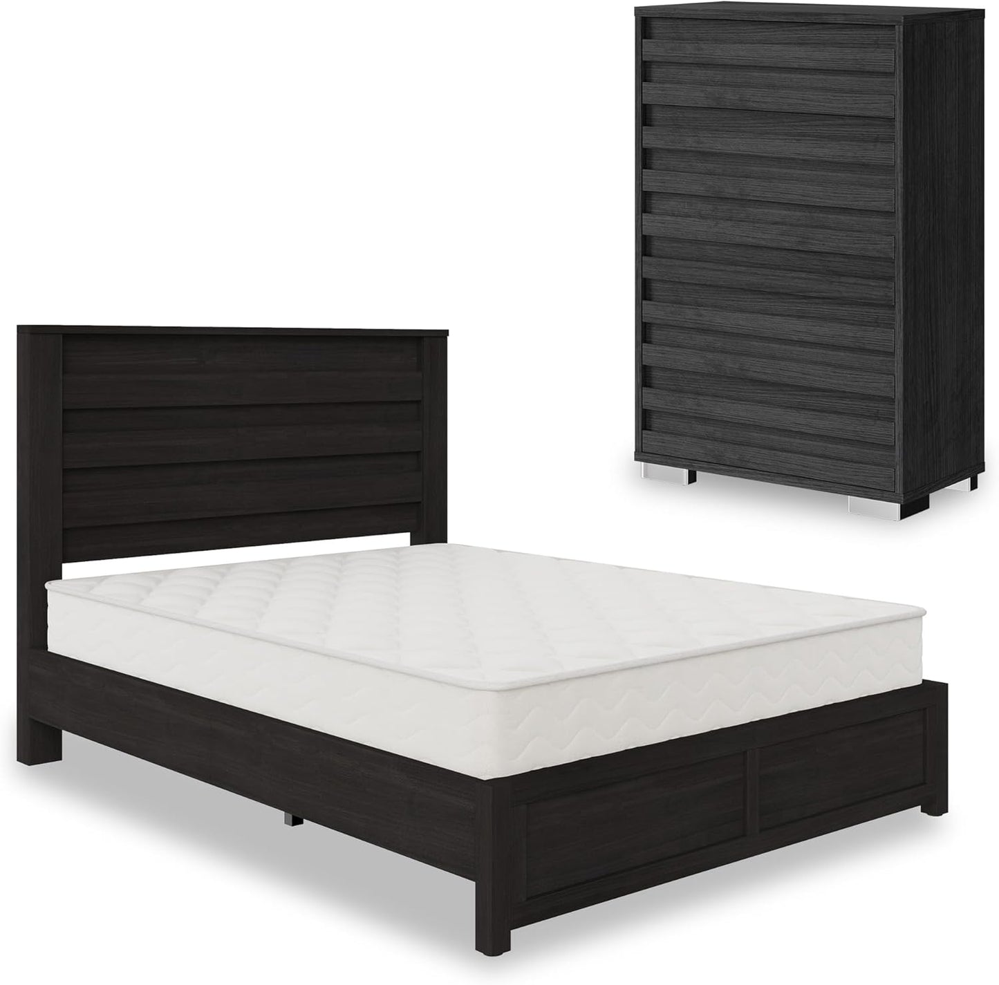 Sequoia Bedroom Set with Fluted Headboard-F-Black