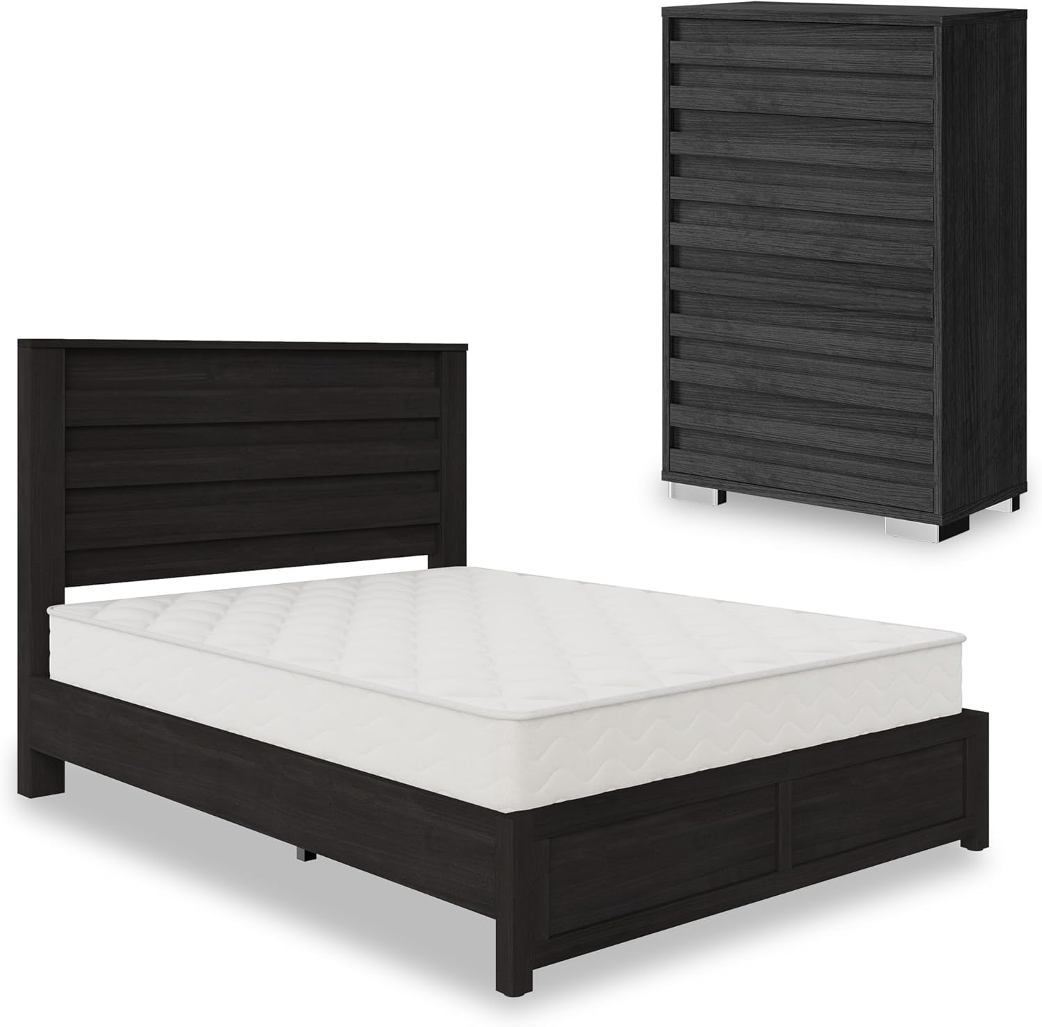 Sequoia Bedroom Set with Fluted Headboard-F-Black