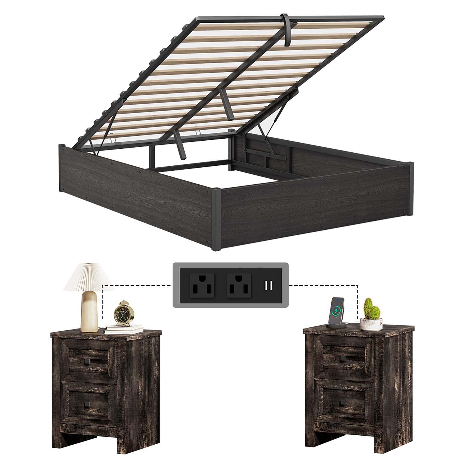 Cody Bedroom Storage Bed Set Queen Black