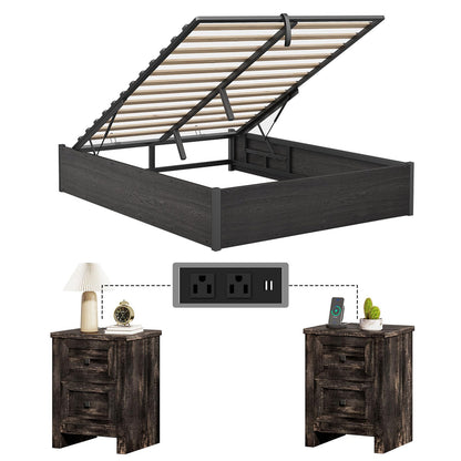 Cody Bedroom Storage Bed Set Queen Black