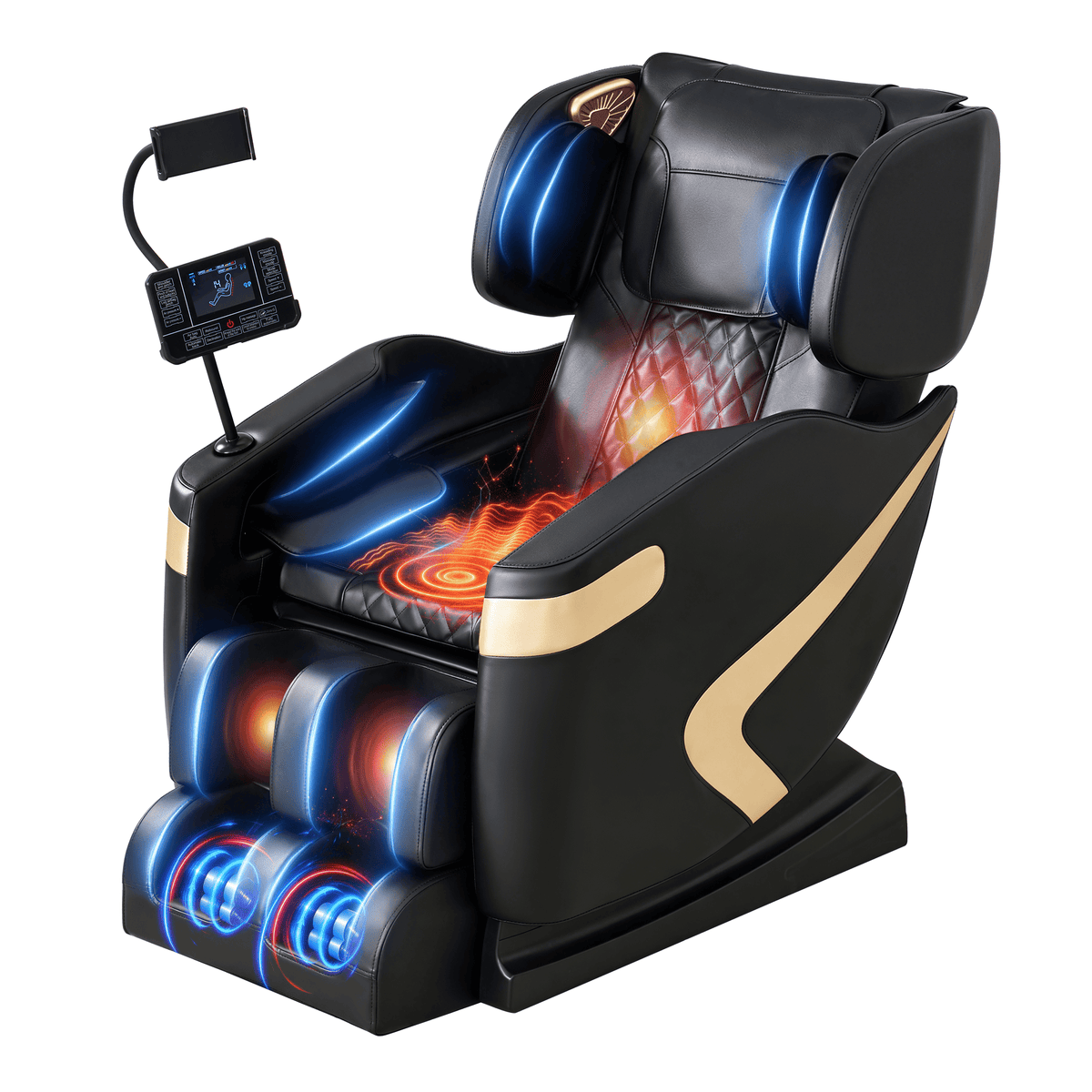 Smart 3D Zero Gravity Massage Chair-Wider Version-Black & Gold