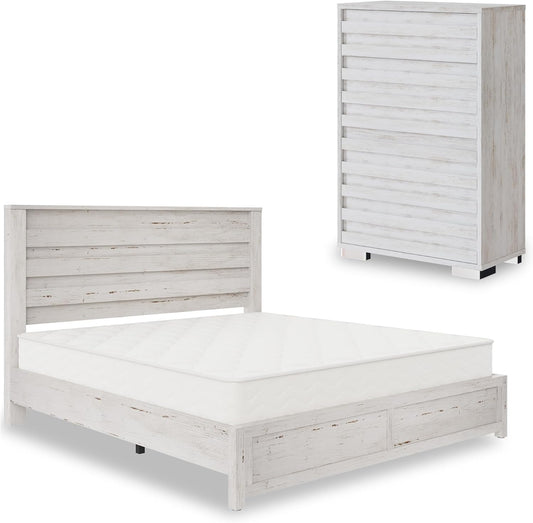 Sequoia Bedroom Set with Fluted Headboard-F-Distressed White