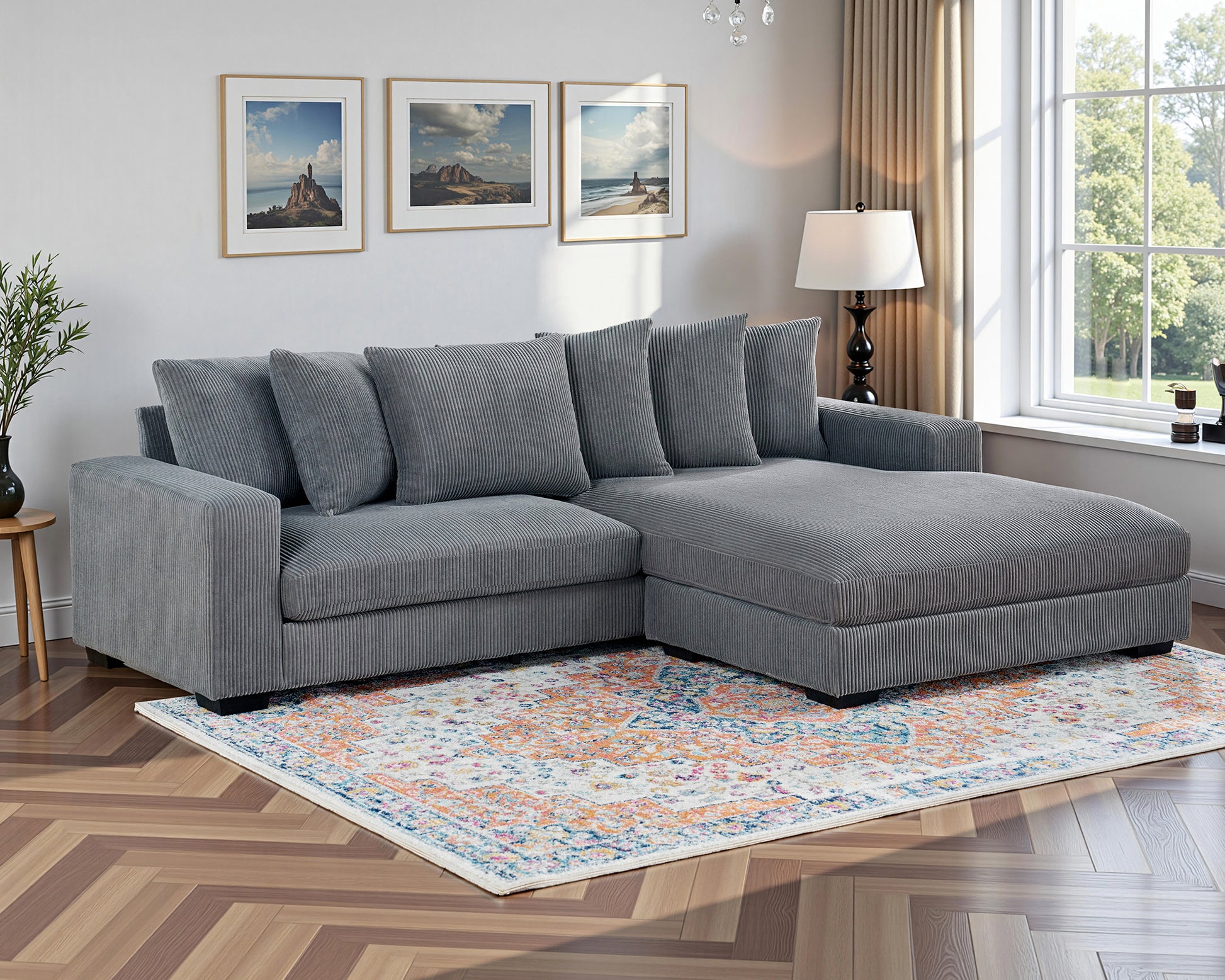 Oversized L-Shaped Cloud Sofa-Gray