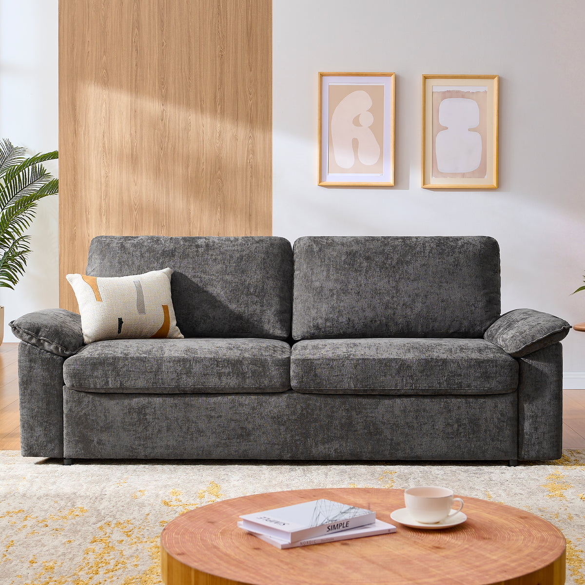 AMERLIFE 78in Loveseat Sofa, Cloud Couch for Living Room, Dark Grey