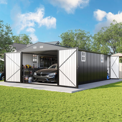 Extra Large Outdoor Metal Garage Shed Amerlife 10x21x7.3 FT