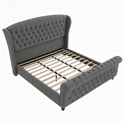 Bruco King Upholstered Sleigh Bed-Gray