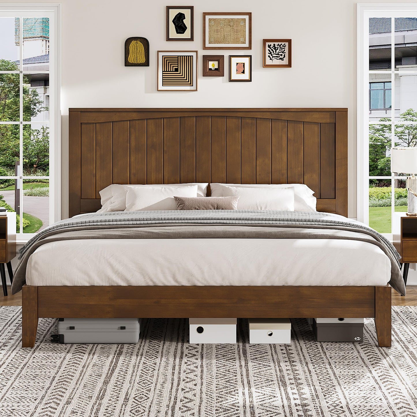 Sanderson Solid Wood Bed Frame Amerlife King / Brown