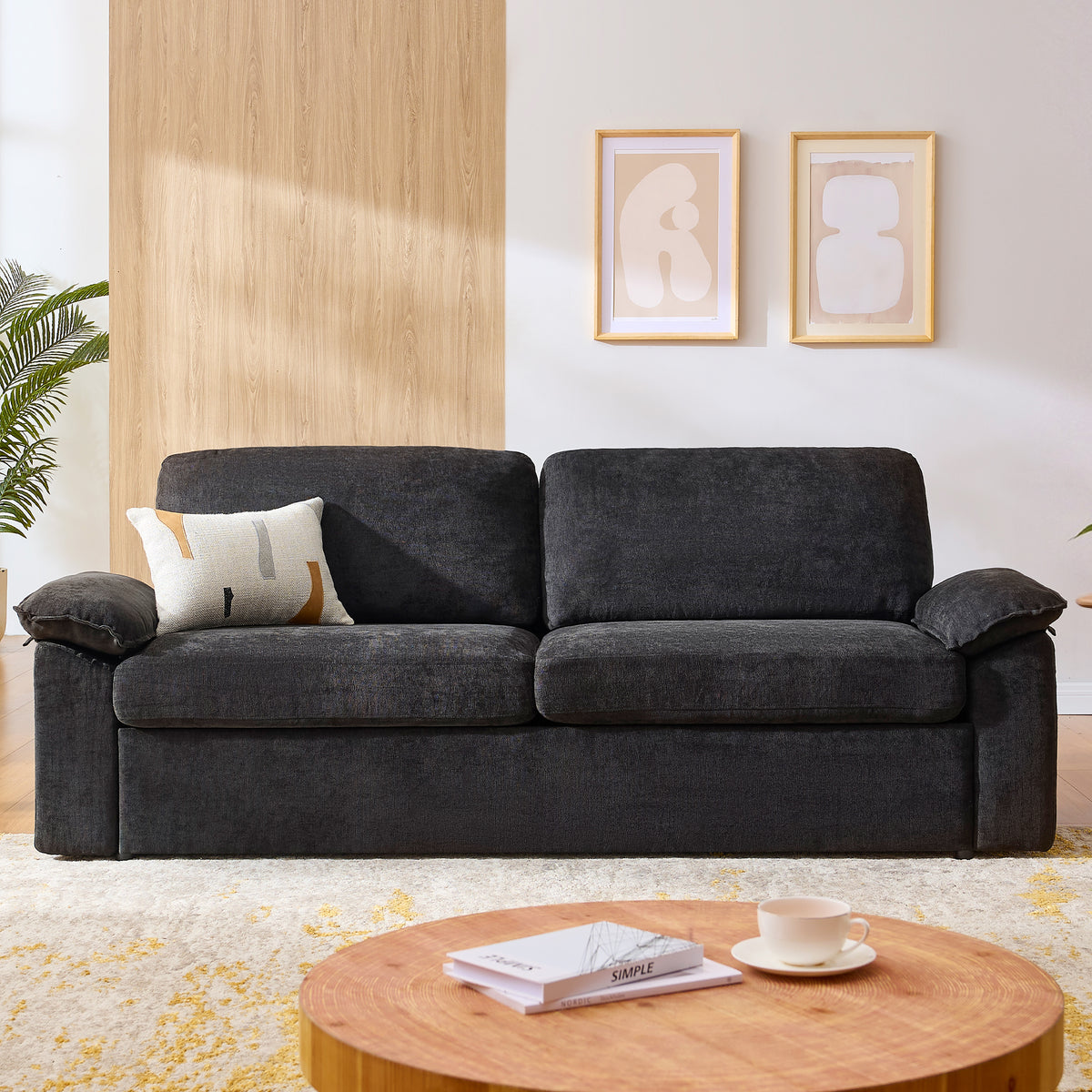 AMERLIFE 78in Loveseat Sofa, Cloud Couch for Living Room, Black