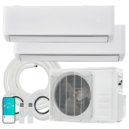 Multi-Zone Ductless Mini Split AC and Heating System (2 & 3 Zone)-2 Zone 20000 BTU (9k+9k)-WIFI