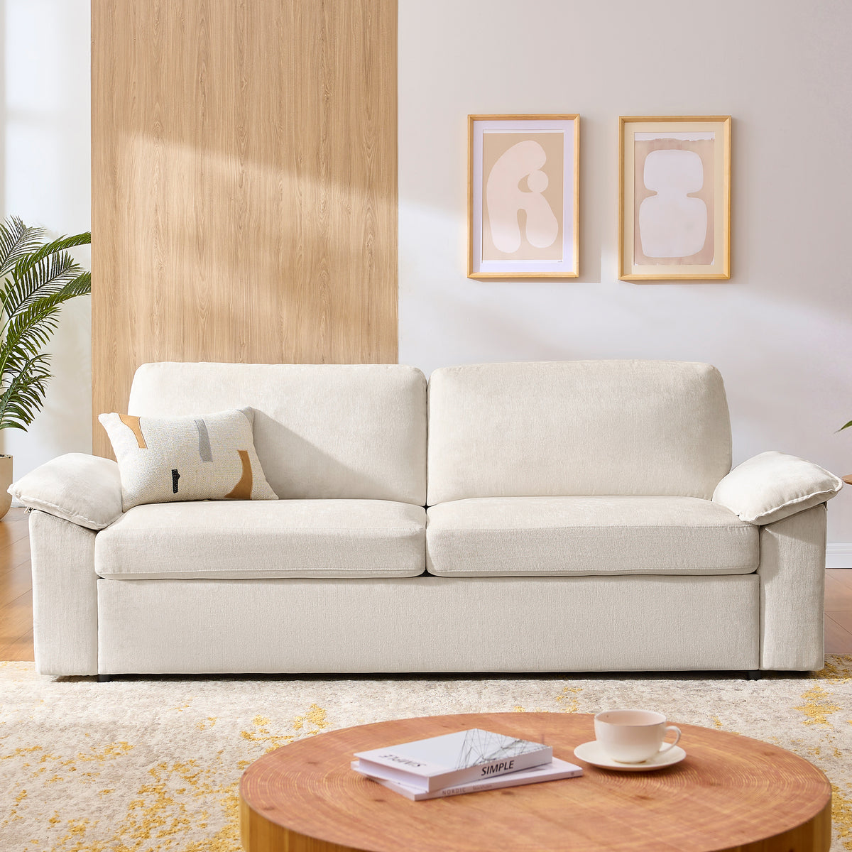 AMERLIFE 78in Loveseat Sofa, Cloud Couch for Living Room, Beige