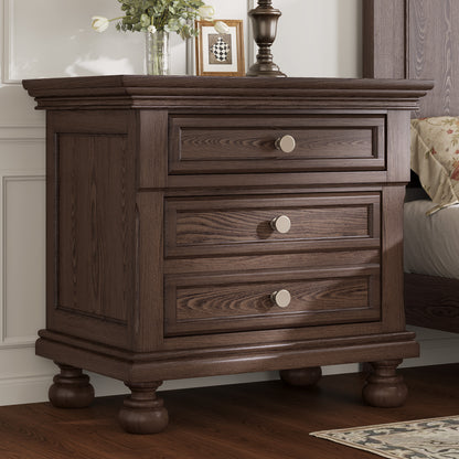 Bobbin Dark Solid Wood Nightstands-Dark Walnut-1 Piece
