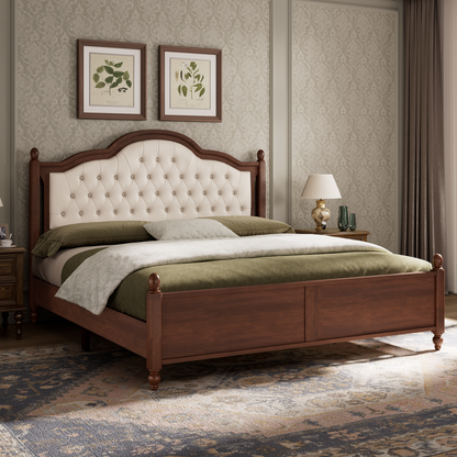 Astor Solid Wood King Bed Frame with Headboard-Califonia King-Walnut