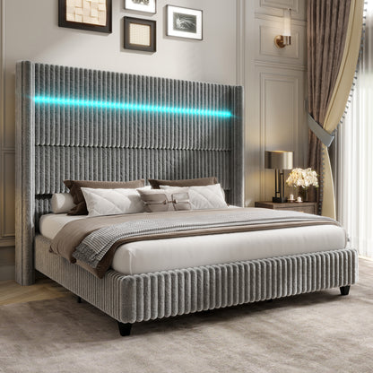 Warren Faux-Fur Bed Frame Amerlife Gray / California king