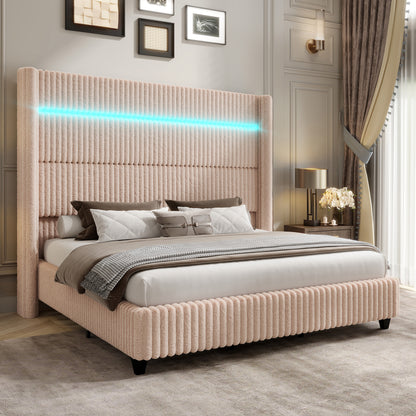 Warren Faux-Fur Bed Frame Amerlife Beige / California king