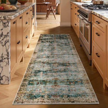 Machine Washable Vintage Area Rug - 3'8'Blue