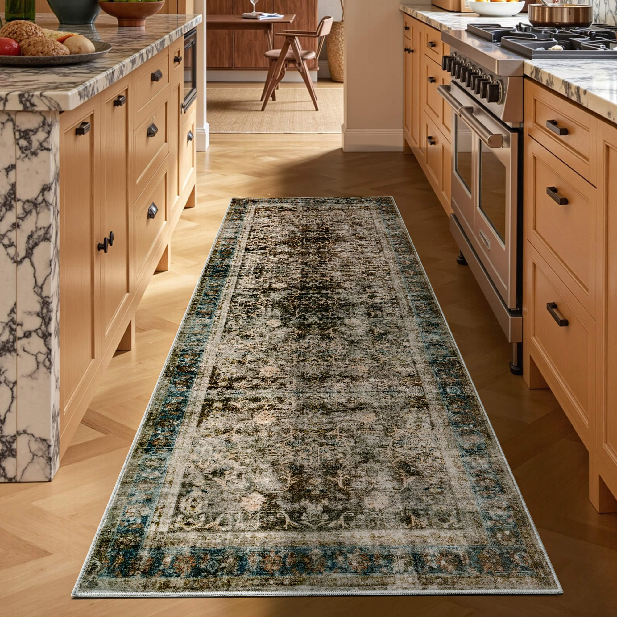 Amerlife Machine Washable Vintage Area Rug with Non-Slip Backing