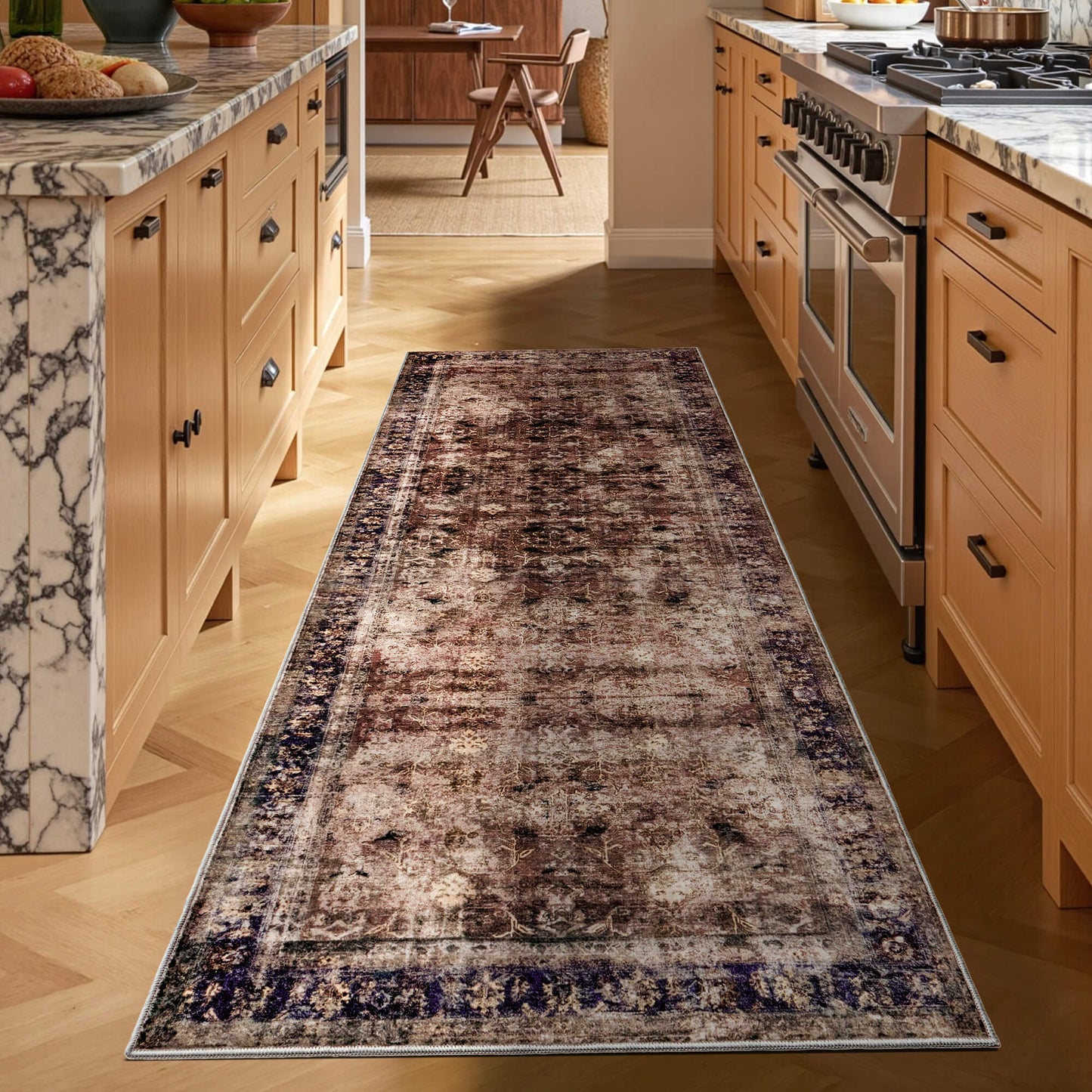 Machine Washable Vintage Area Rug - 3'8'RetroRed