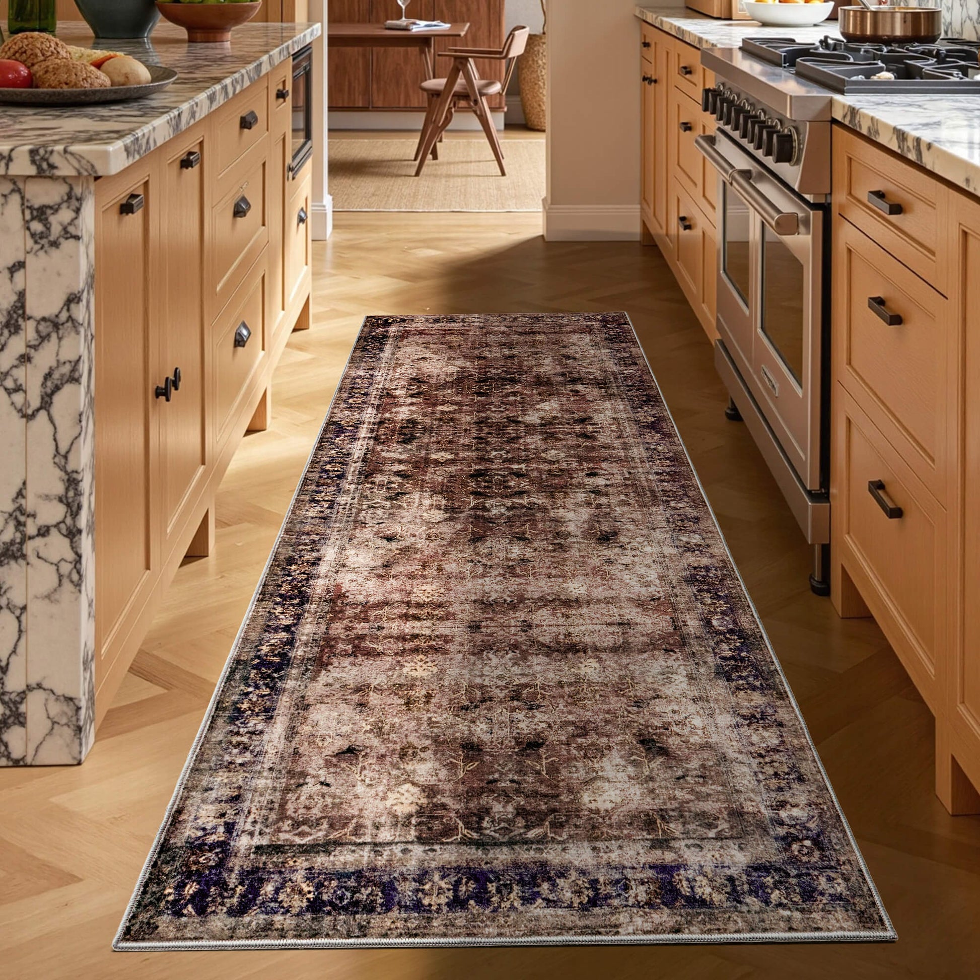 Machine Washable Vintage Area Rug - 3'8'RetroRed