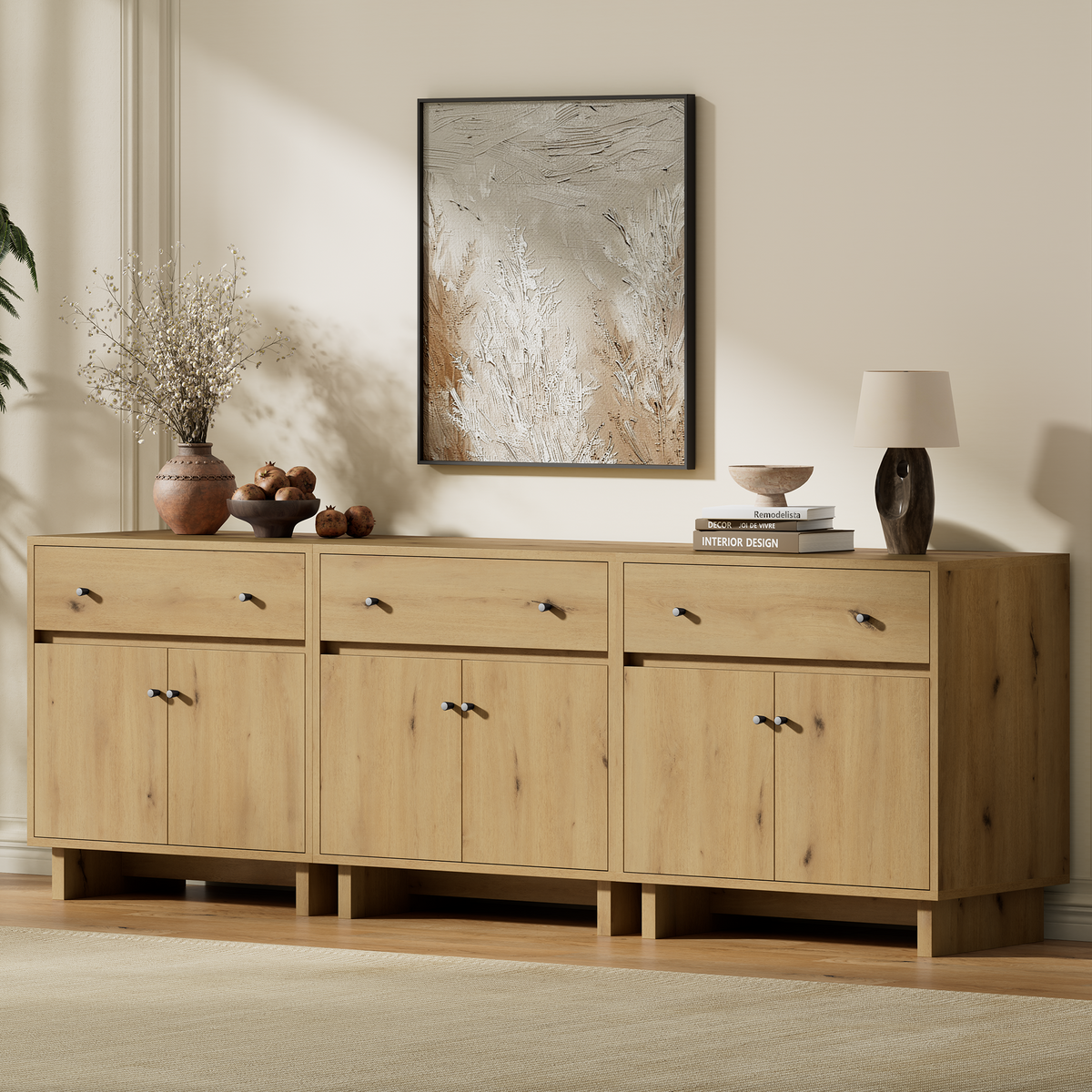 MKG002 Modular Storage Cabinet-3pc-C-oak
