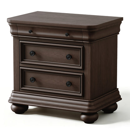 Bun Fully Assembly Wood Nightstand Amerlife Brown / 30" W