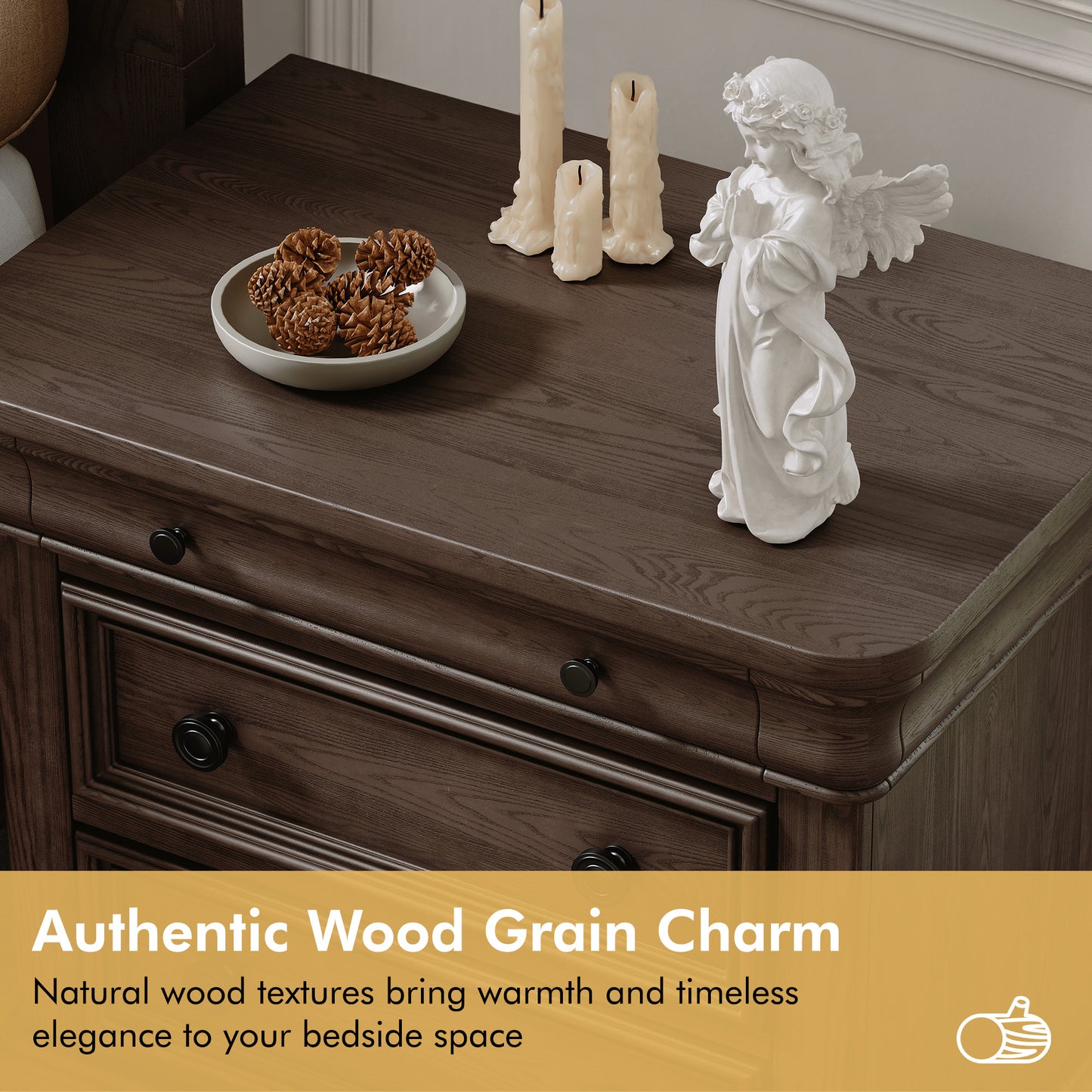 Bun Fully Assembly Wood Nightstand Amerlife Brown / 30" W