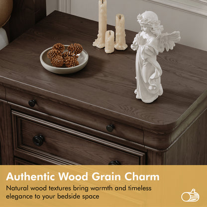 Bun Fully Assembly Wood Nightstand Amerlife Brown / 30" W