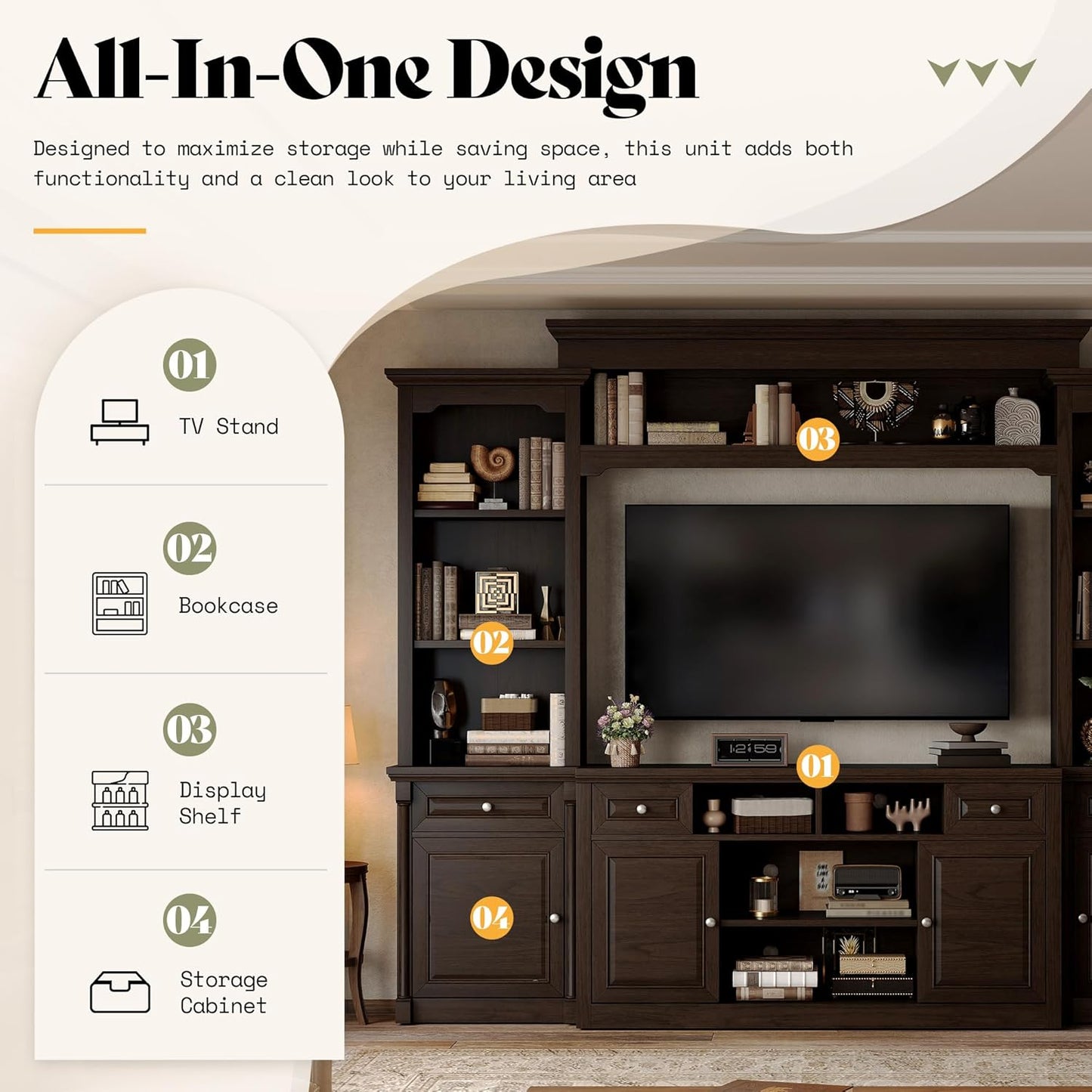 Cortina Rustic Wall Unit Entertainment Center Amerlife Dark Walnut
