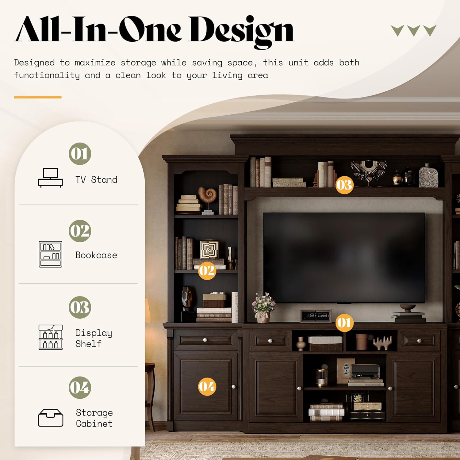 Cortina Rustic Wall Unit Entertainment Center Amerlife Dark Walnut