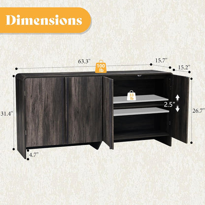 Sidra Fluted Buffet Cabinet Amerlife Black