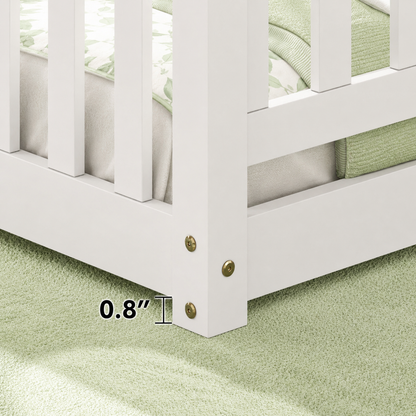 Solid Wood Toddler Floor Bed with Safety Rails