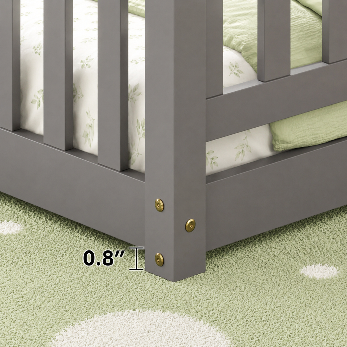 Solid Wood Toddler Floor Bed with Safety Rails