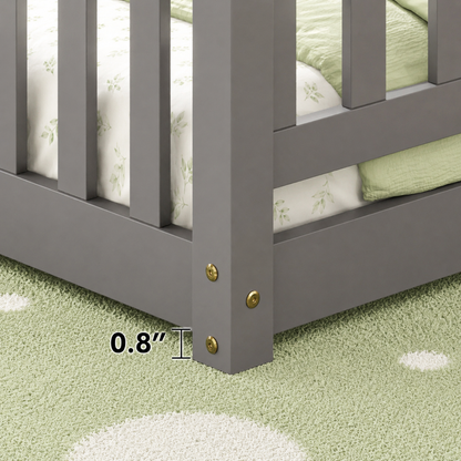 Solid Wood Toddler Floor Bed with Safety Rails