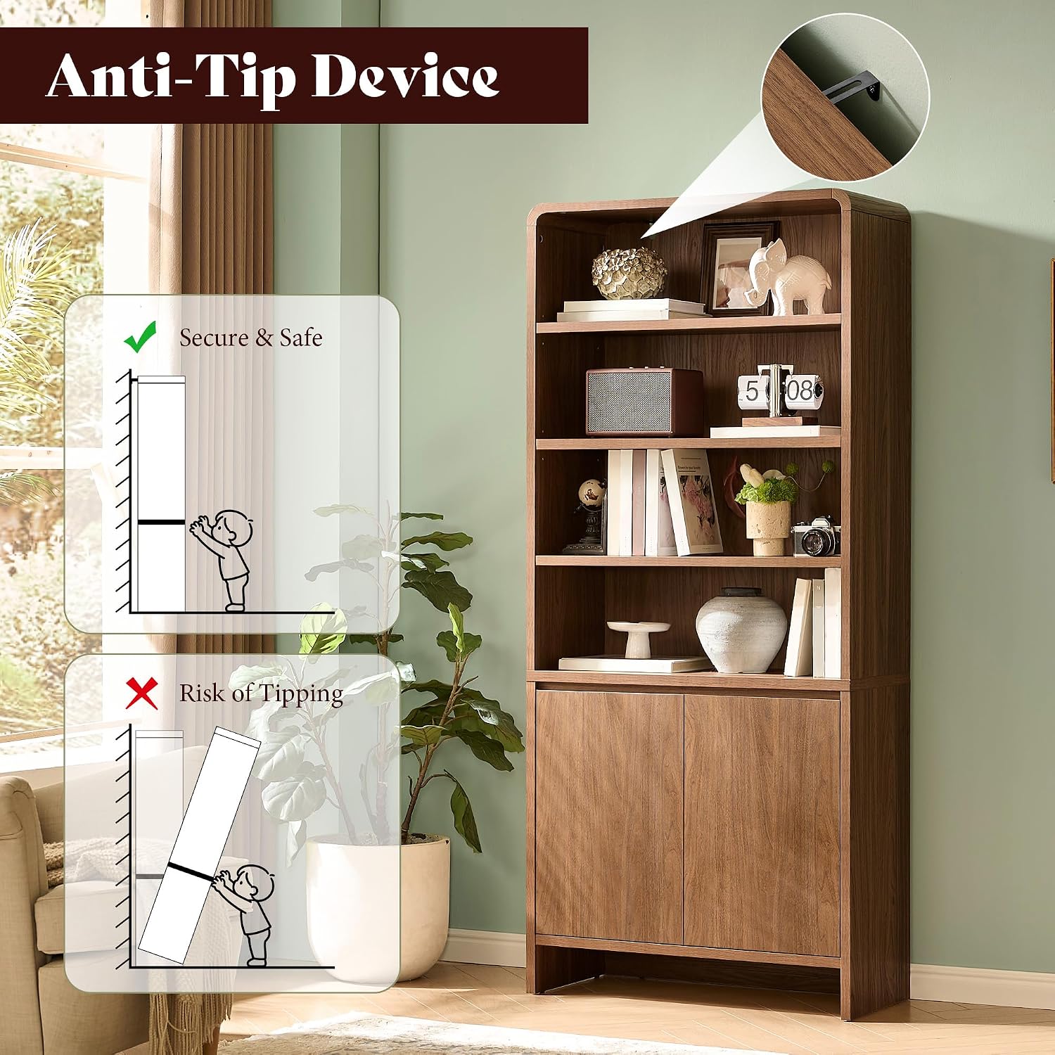 Arcova 71" Tall Bookshelf Amerlife Rustic Brown