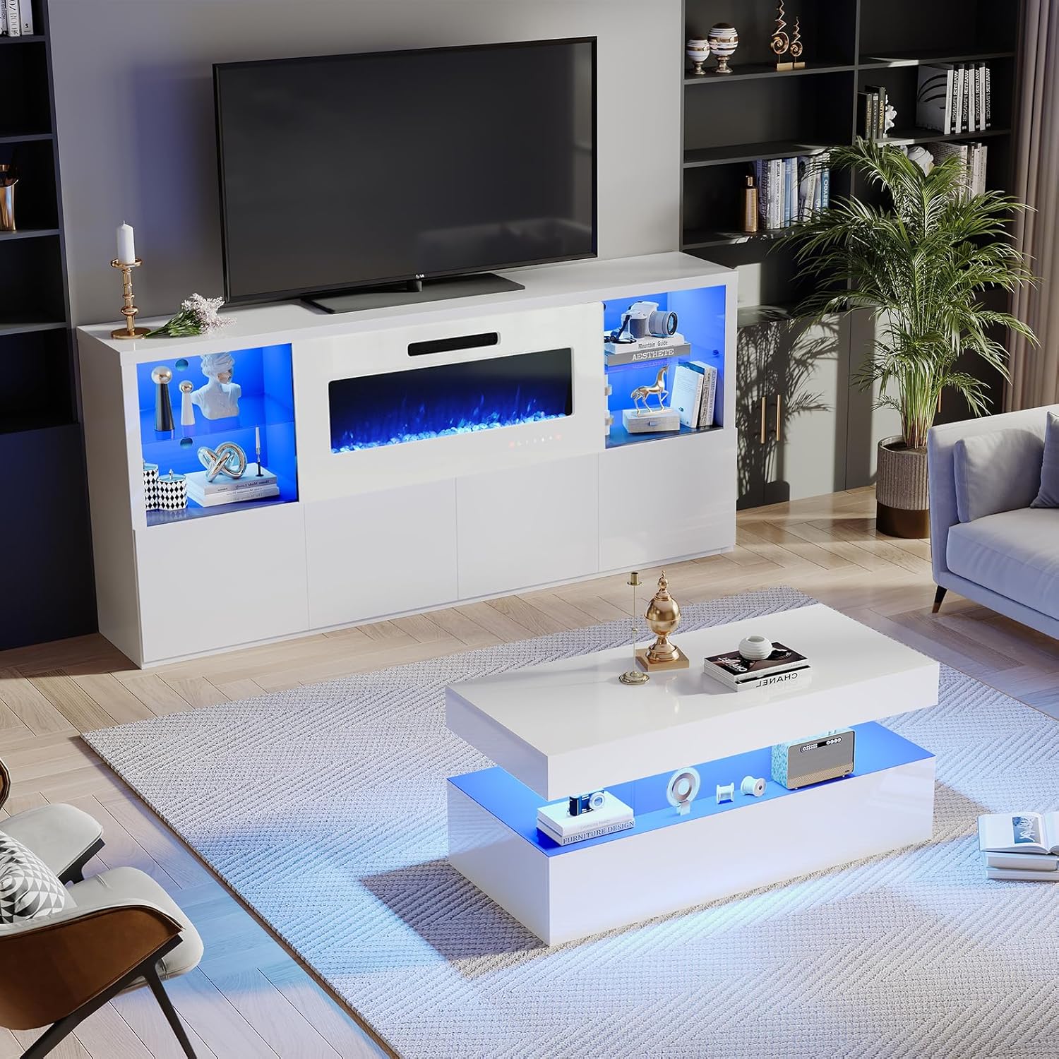 Nebula 3-piece Living Room Set Amerlife 68" / White