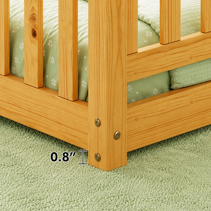 Solid Wood Toddler Floor Bed with Safety Rails