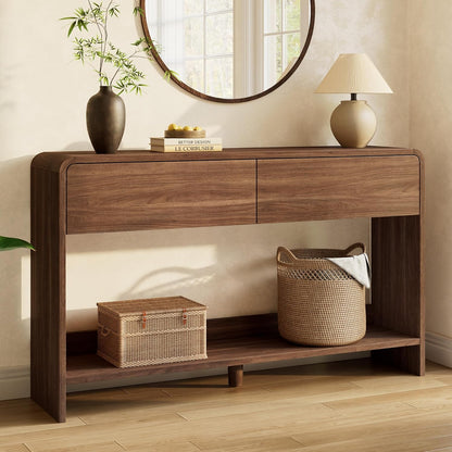 Curvia Wooden Console Table Amerlife Flat Panel / 55" / Brown