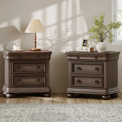 Bun Fully Assembly Wood Nightstand Amerlife Brown / 30" W