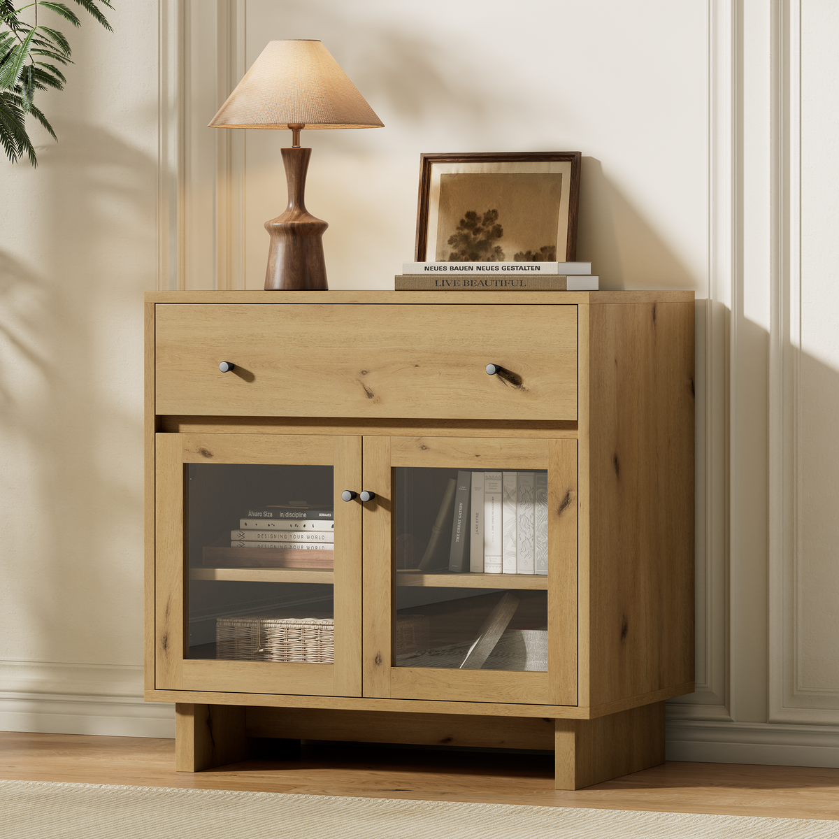 MKG002 Modular Storage Cabinet-1pc-B-oak