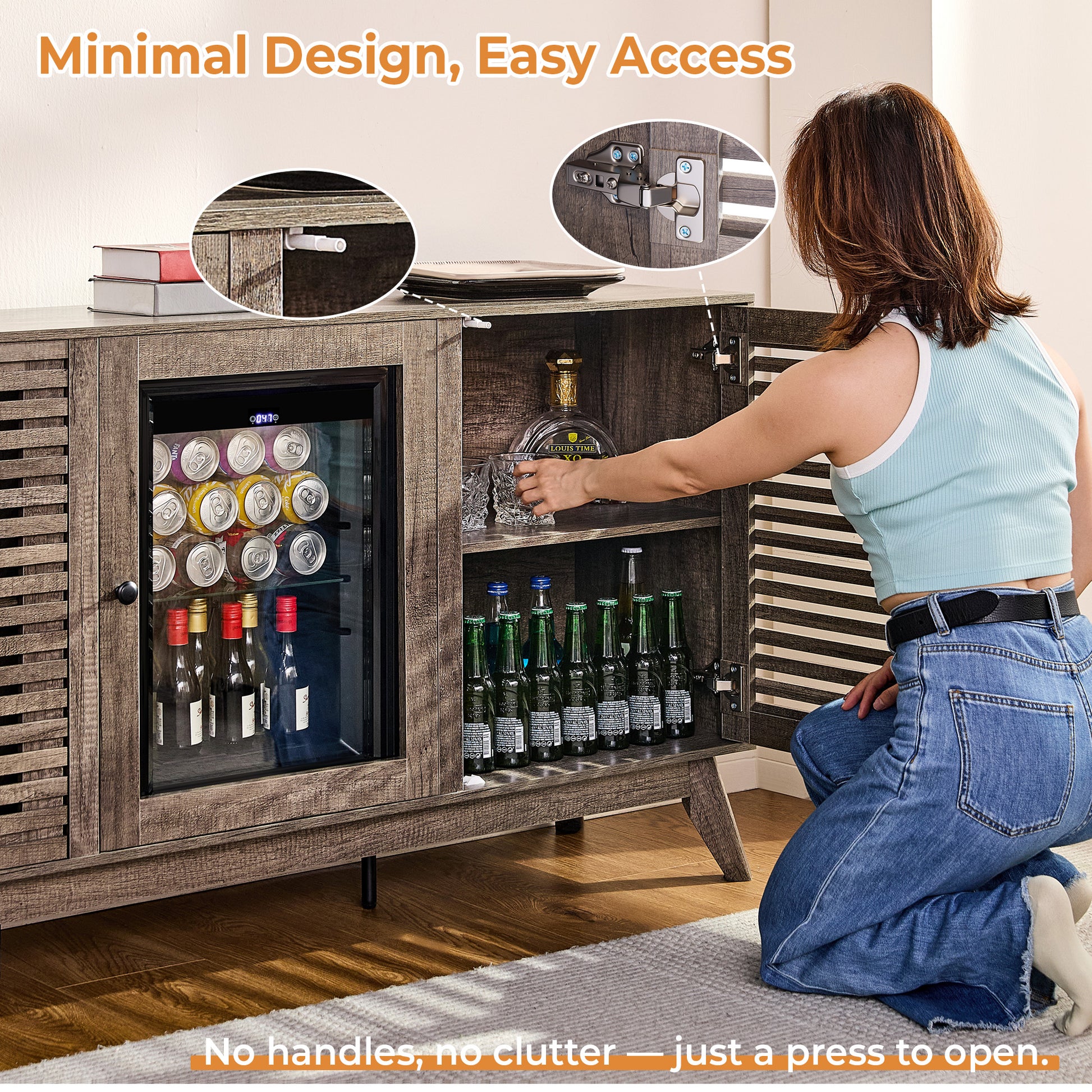 Grill Coffee Bar Cabinet - Gray